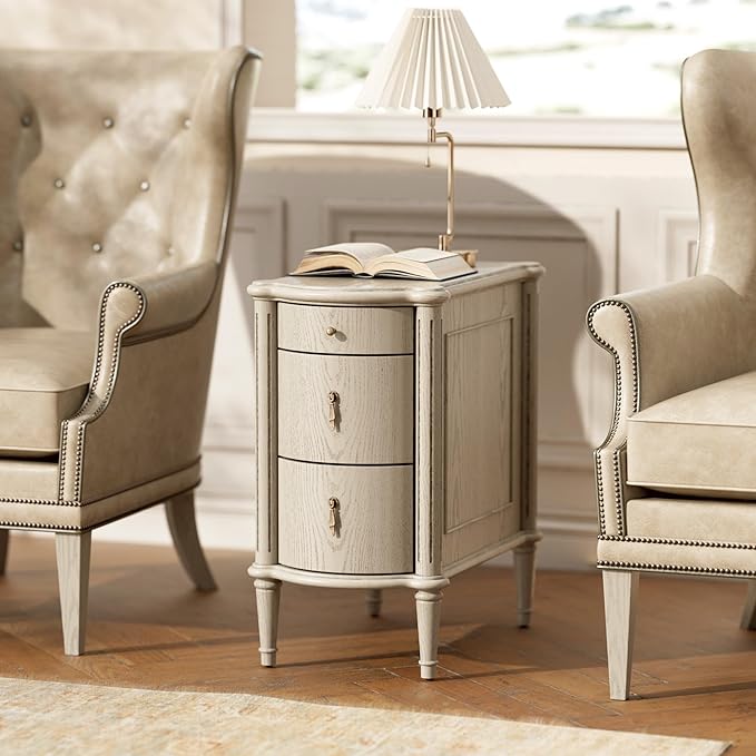 STO'SENSE Nightstand w/Charging Station & 3 Drawers, Pre-Assembled, Vintage