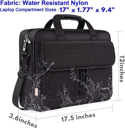 Taygeer 17 inch Laptop Bag, Professional Business Office Briefcase for Men Women, Premium Water Resistant Carry On Laptop Case Shoulder Messenger Bag Fits 15.6 17 Inch Notebook/Computer, Black