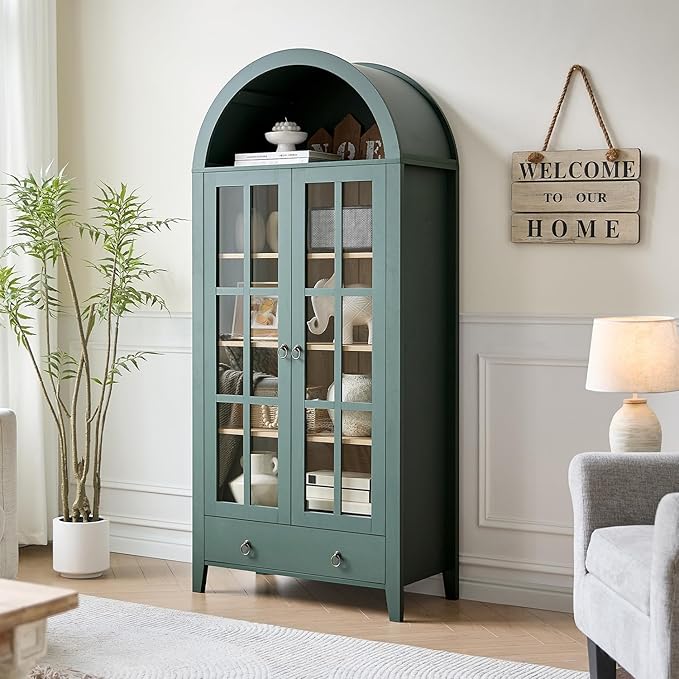 RowyPoey Farmhouse Arched Cabinet