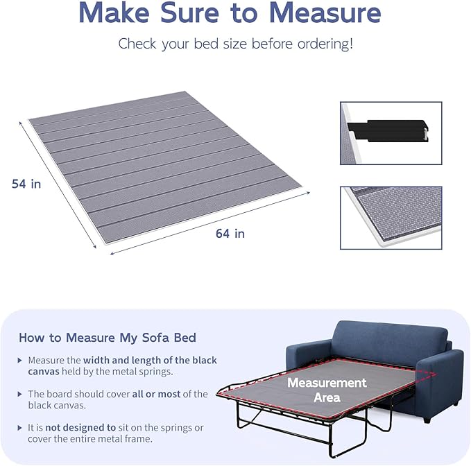 BlissBoard Sleeper Sofa Support Board, Pull Out Couch Cushion Support, 10mm