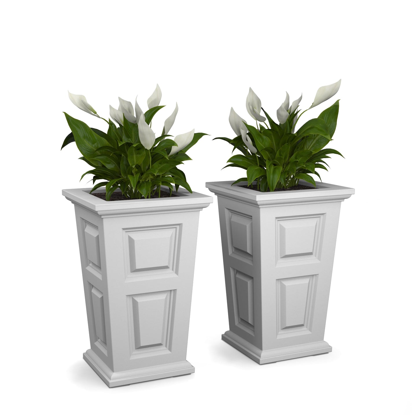 Mayne Wyndham 24-Inch Tall Planter, 2-Pack – Self-Watering, Weather-Resistant Planter for Flowers – Durable Indoor/Outdoor Design for Patio, Porch, or Entryway