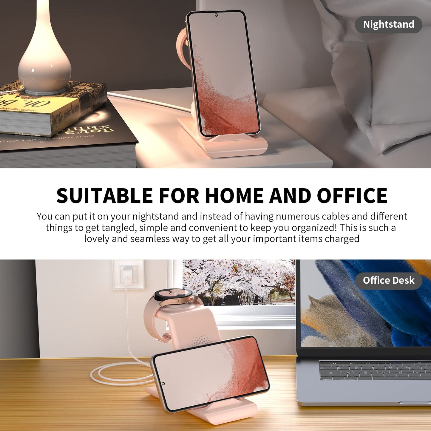 Wireless Charging Station for Samsung Wireless Charger Galaxy Watch 8/7/6/5/4/3 Active 2/1 Stand Galaxy S25 Ultra/S25/S24/S23/S22/S21/Note20/10 Z Fold Flip 7 Galaxy Buds3/2 Pro/Live Multiple Devices