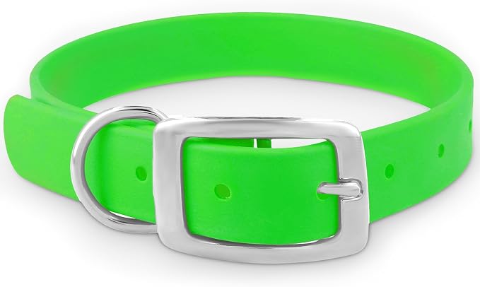 Regal Dog Products Large Light Green Dog Collar with Heavy Duty Double Buckle & D Ring | Vinyl Coated, Custom Fit, Adjustable Biothane Dog Collar Chew Resistant Waterproof Collar for Dogs