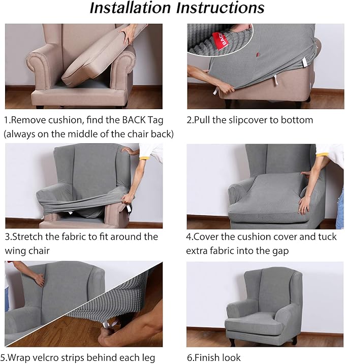 Turquoize Wingback Chair Covers 2 Piece Wing Chair Slipcover Stretch Slipcovers