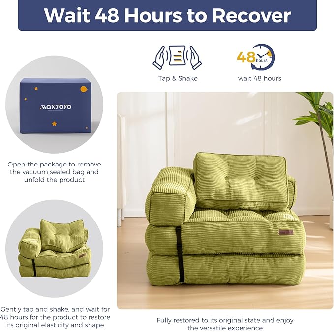 MAXYOYO Folding Sofa Bed, L-Shaped Convertible Sofa