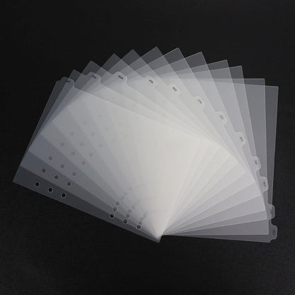 A5 Plastic Binder Dividers with Monthly Tabs 6 Holes Durable Card Dividers for Journals, Binders, Notebooks, Planners, 5.7x8.3 inch(Clear Frosted)