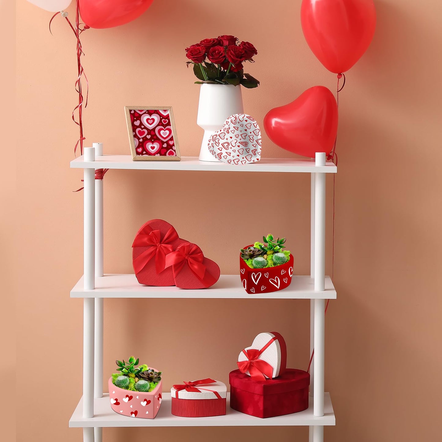 Beeveer 6 Pcs DIY Craft Kits Make Your Own Ceramic Succulent Planters Paintable Heart Shaped Decoration, and Ceramic Succulent Planters Kit for Mother's Day from Daughter Son