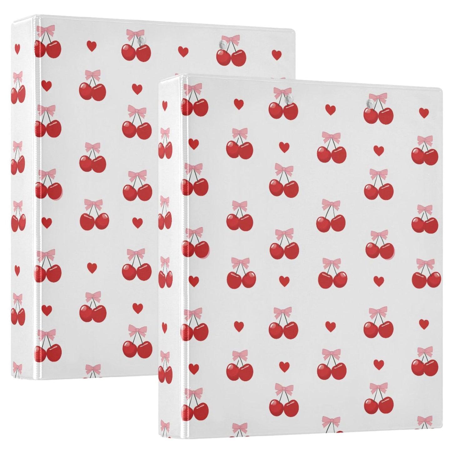 Red Cherry Bowknot Ring Binders 1.5 Blue Whtie Pink Bow 3 Ring Clipboard Binder for Office School Work Supplies File Folder 200 Sheet Capacity Easy Open
