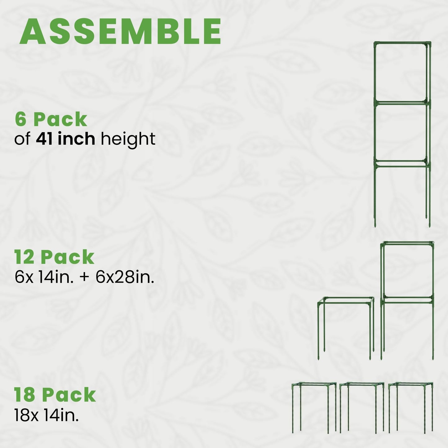 Tomato Cage Square + Triangle - Large Trellis Stakes and Plant Support Structures for Vegetables and Climbing Plants - Tall Tomato Cages for Garden, Pots, Raised Garden Bed Outdoor Supplies