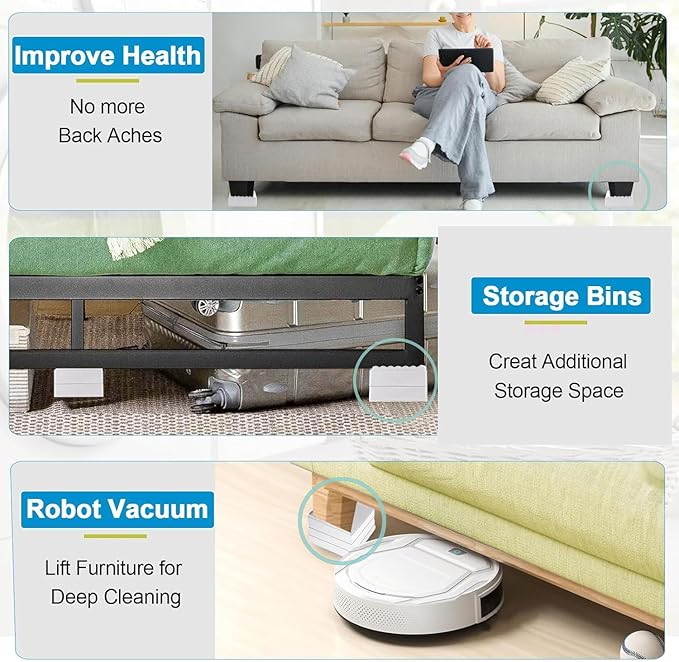Bed Risers 1 inch, 2 inch, 3 inch, 4 inch Heavy Duty, Adjustable Furniture Riser