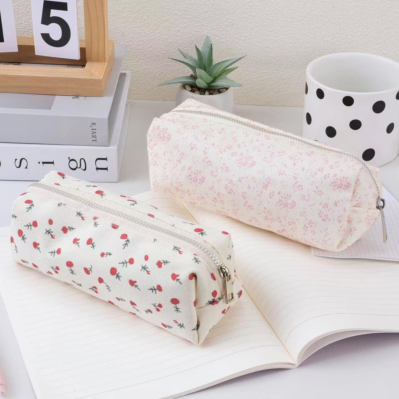OZAOZ Cute Pencil Case Aesthetic Student Pencil Pouch Coin Pen Pouch Cosmetic Bag Office Stationery Organizer For Kids Teen School (Z-Rose)