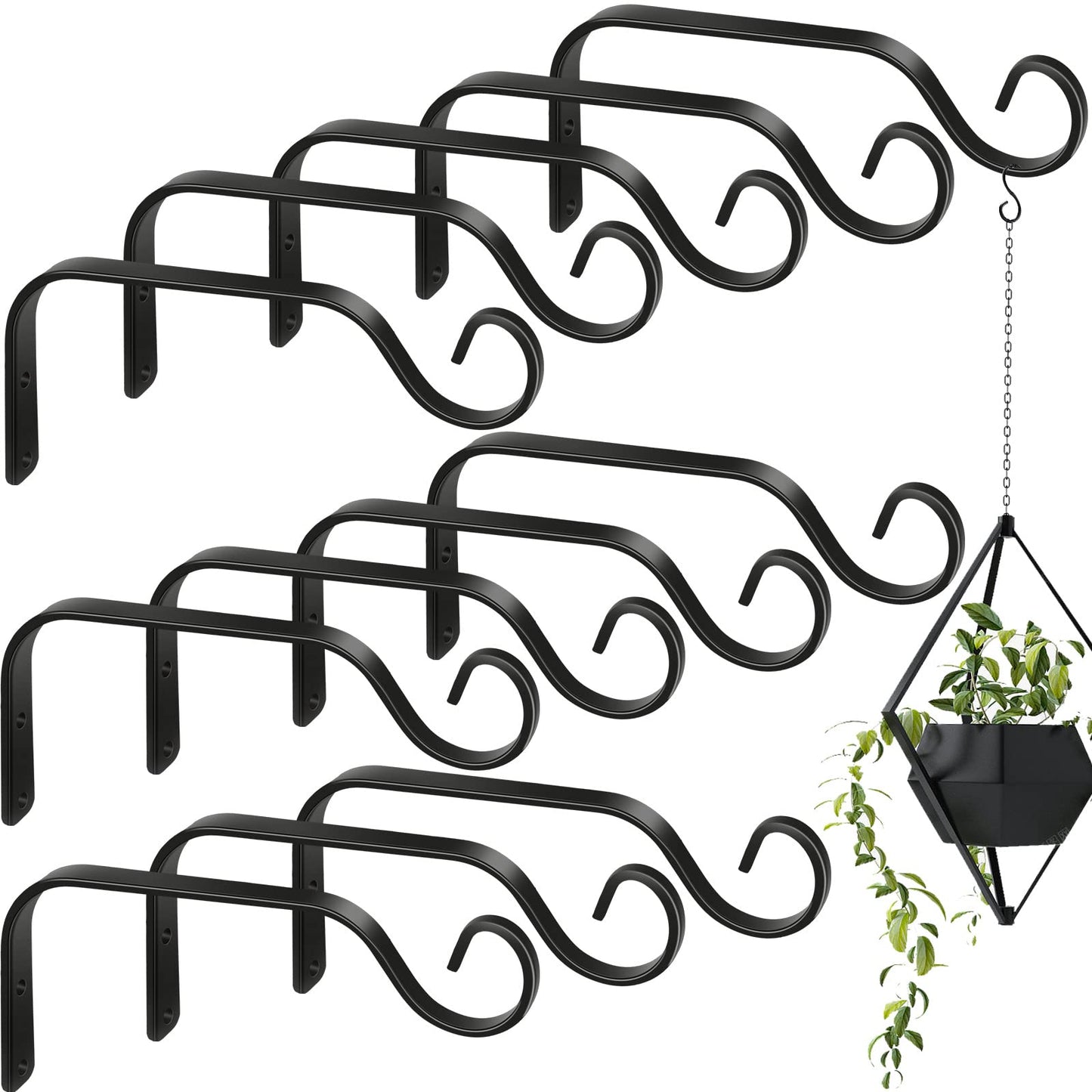 12 Pack Hanging Plant Bracket 7.3 Inches Metal Hook Decorative Straight Hanger for Bird Feeders, Wind Chimes, Flower Baskets, Planters Indoor Outdoor Wall
