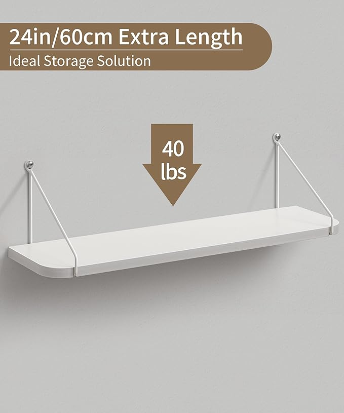 Afuly White Floating Shelves, 24 inch Long Shelves