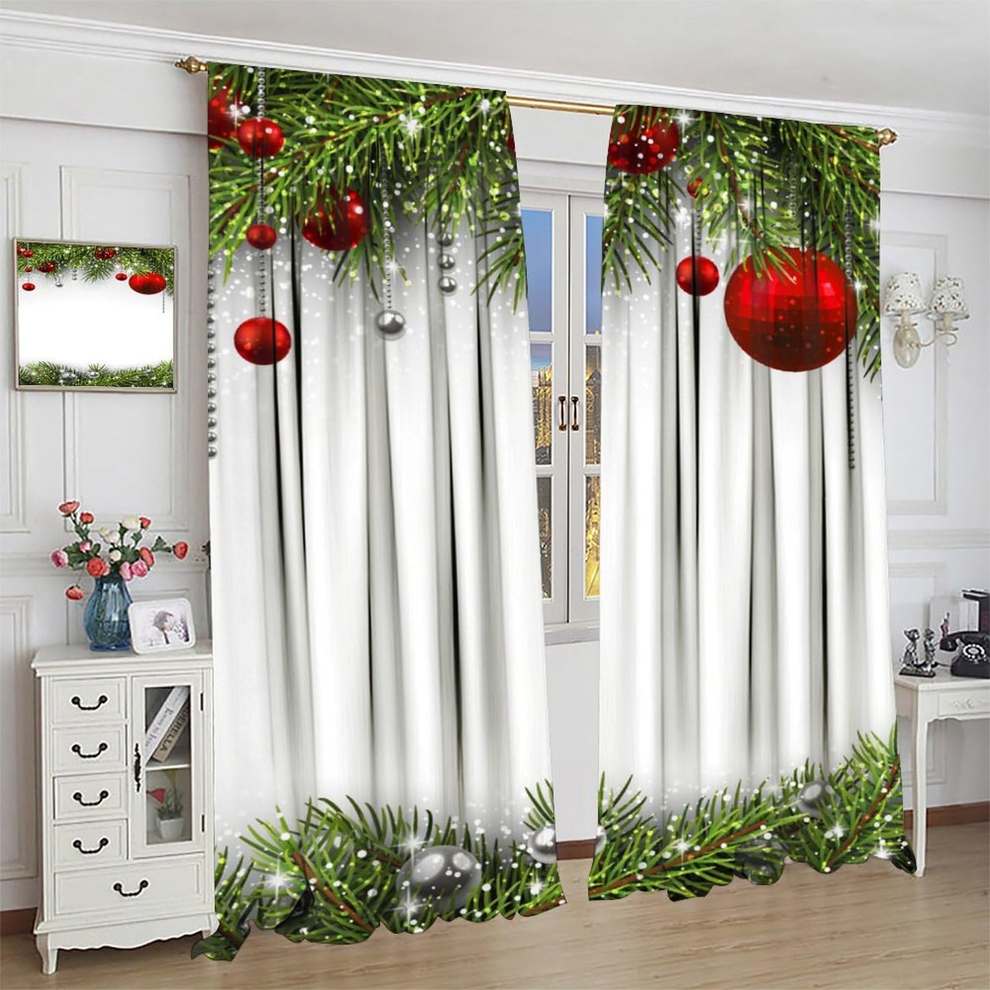 ICMOLYYENLO Winter Snowman & Snowflake Rod Pocket Curtains - Bedroom & Living Room Christmas Decoration - New Year Gift - 42x45 Inch Decor - 2 Piece Set