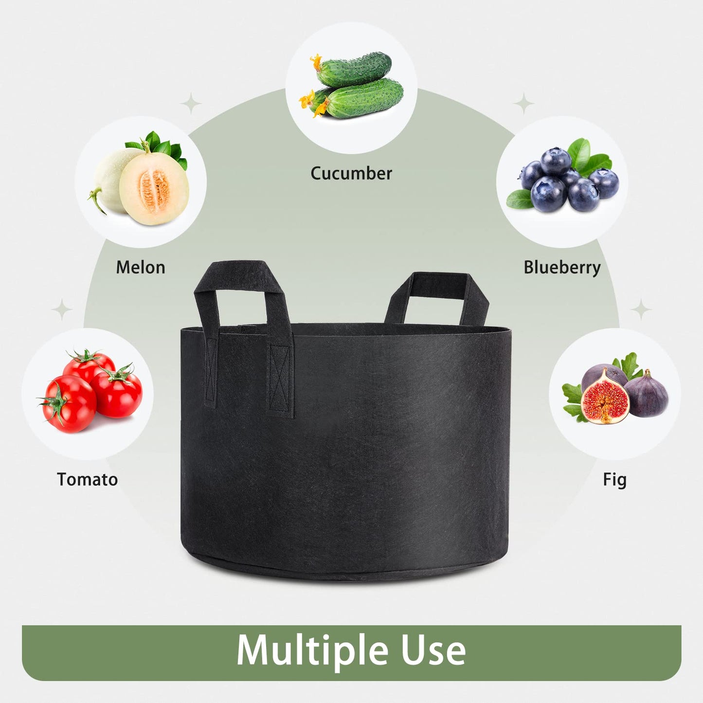 GreatBuddy Grow Bags 10 Gallon 12-Pack, Heavy Duty Fabric Grow Bags with Handles for Vegetables, Herbs, and Tomatoes, Fabric Pots & Planting Bags for Outdoor Home Gardening