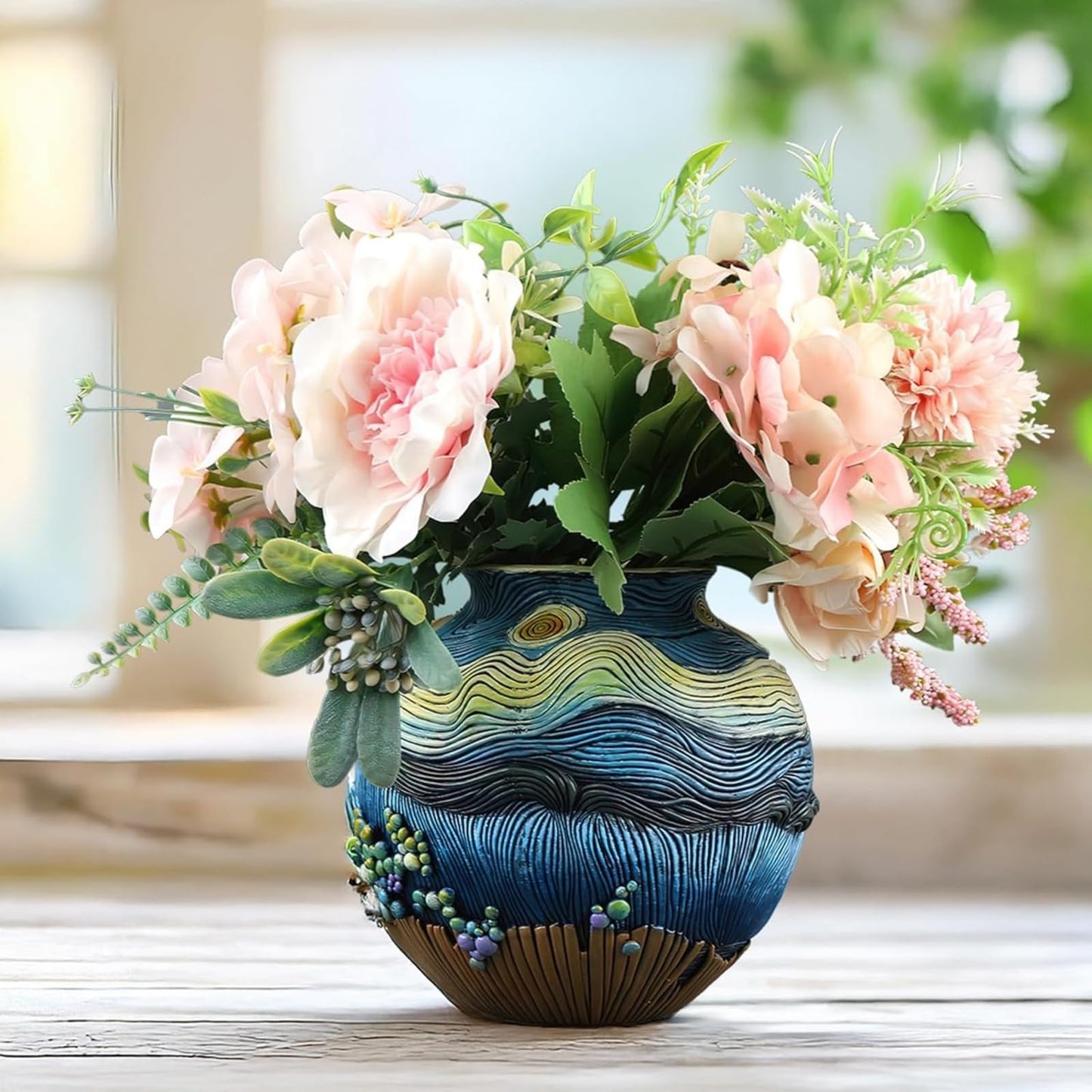 Starry Night Vase Plant Pot Unique Planters for Indoor Plants and Outdoor Plants - Unique Plant Pots and Vases for Home Decor Pot Comes with a Drainage Hole