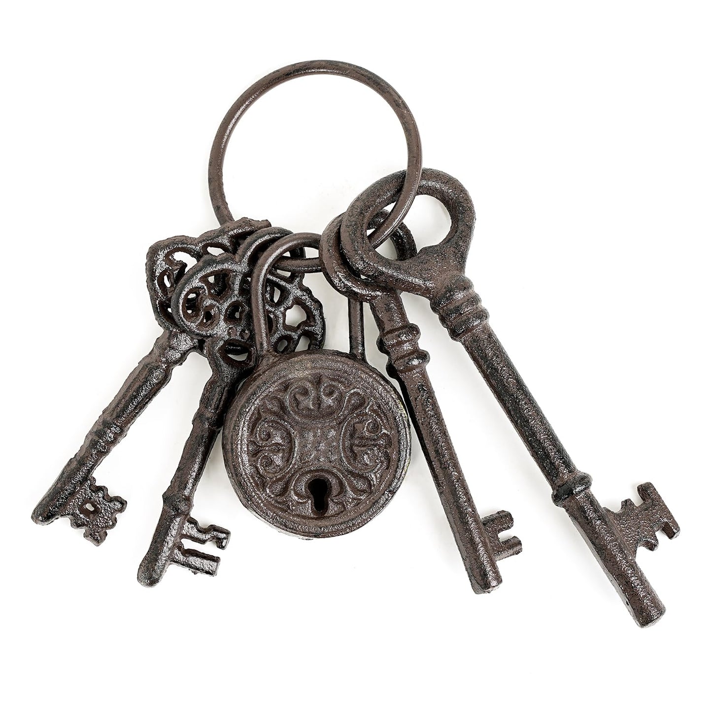 Sungmor Cast Iron Skeleton Keys - Antique Style Keyring Props, Pirate Treasure, Halloween Decor for Home Garden