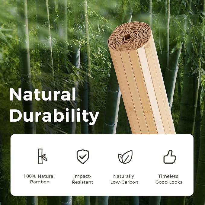 OUZUGIE 2 Pack 96x48 Inch Natural Bamboo Wall Panel – Carbonized Pole Wrap