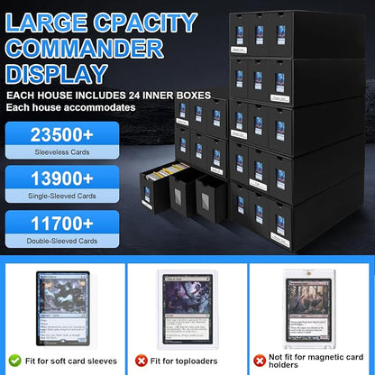 Trading Card Storage Box, 24000+ Cards Storage Box for Commander Display, Trading Cards Organizer with 72 Card Dividers, Labels & Tapes, Visible Card Deck Box for TCG MTG PTCG Sport Cards