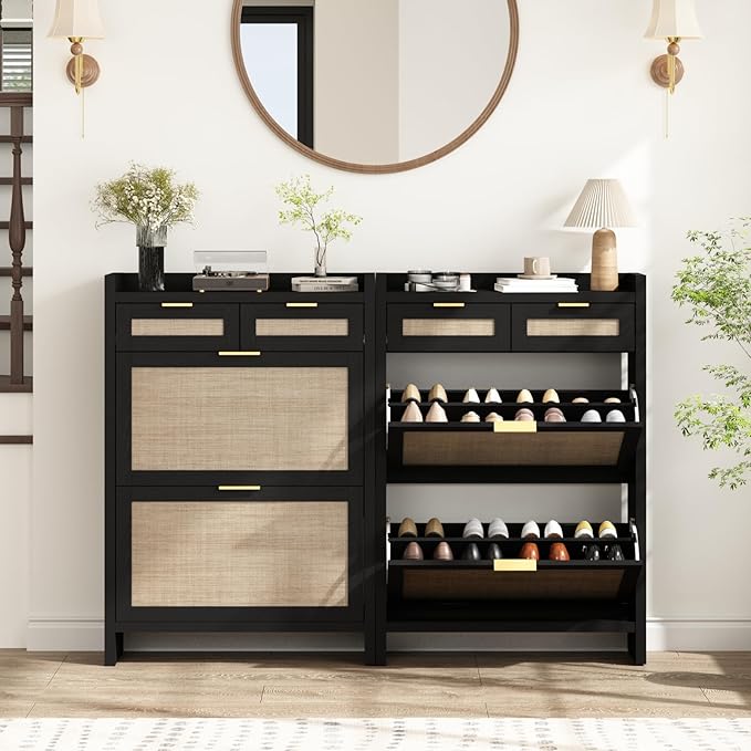 HOKYHOKY Rattan Shoe Storage Cabinet