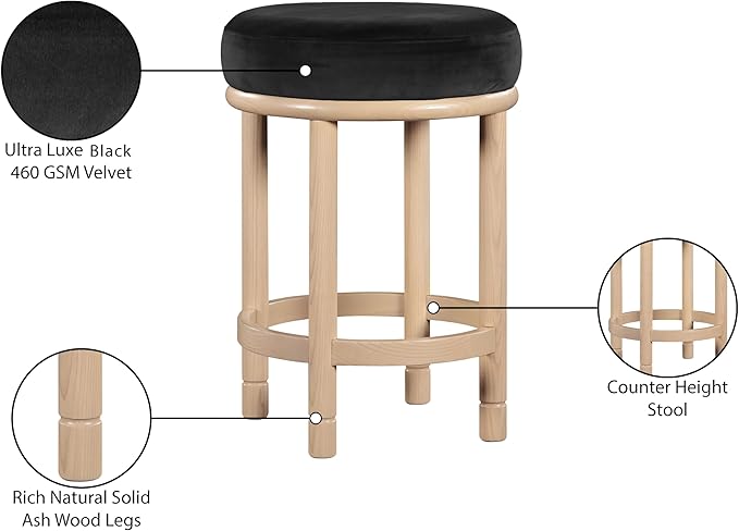 Meridian Furniture 976Black-C Monette Collection Art Deco Counter Stool