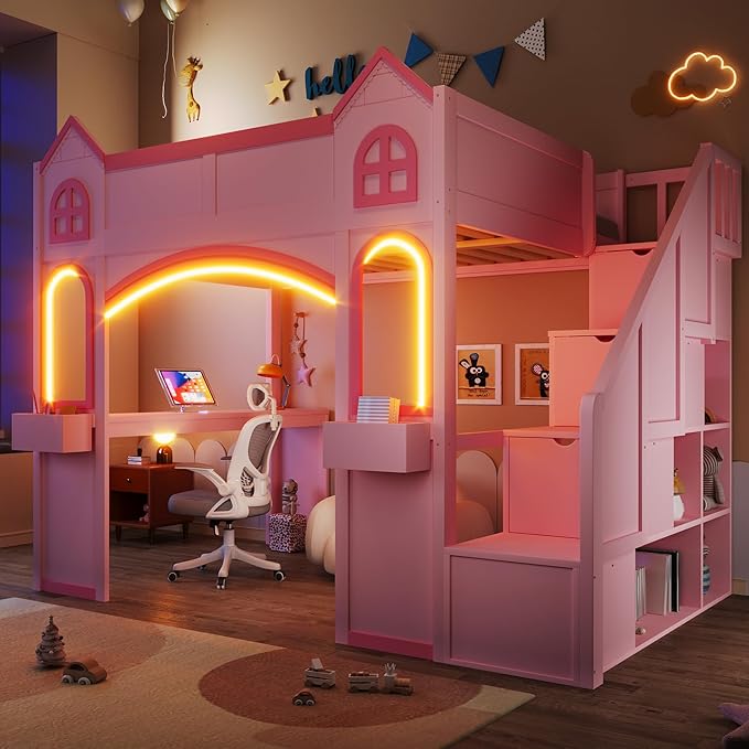 Princess-Themed Castle Loft Bed