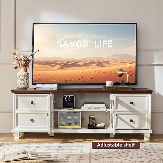 SAVOR LIFE TV Stands for Living Room, Farmhouse Entertainment Center, Rustic