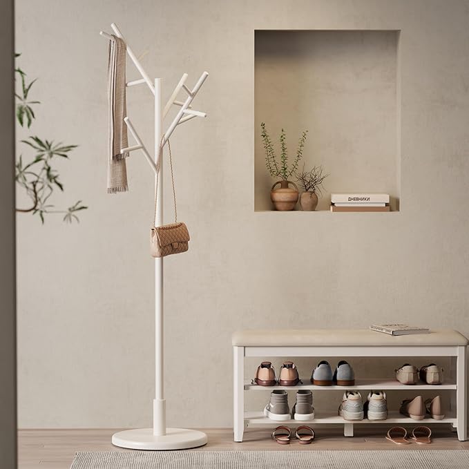 Muwuele Coat Rack, Solid Wood Coat Rack Freestanding
