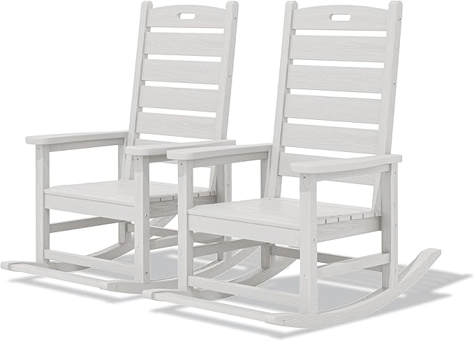 SERWALL Outdoor Rocking Chair Set of 2, Oversized Rocking Chair
