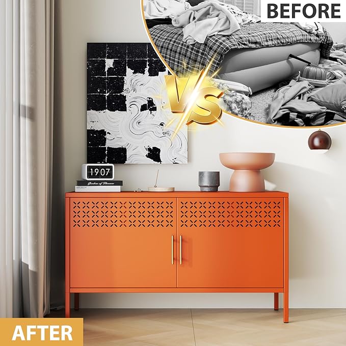 GDNVBRDS Metal Storage Cabinet, 2-Door Short Locker Cabinets