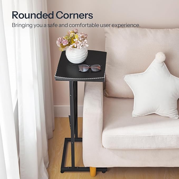 HOOBRO C Shaped End Table, 28.3" Side Table