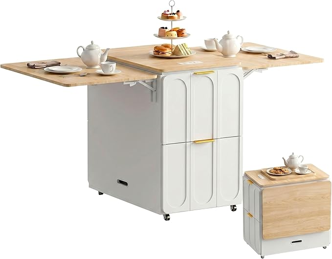 ModernMate 3-in-1 Folding Desk & File Cabinet, Fluted Multi-Storage Workspace