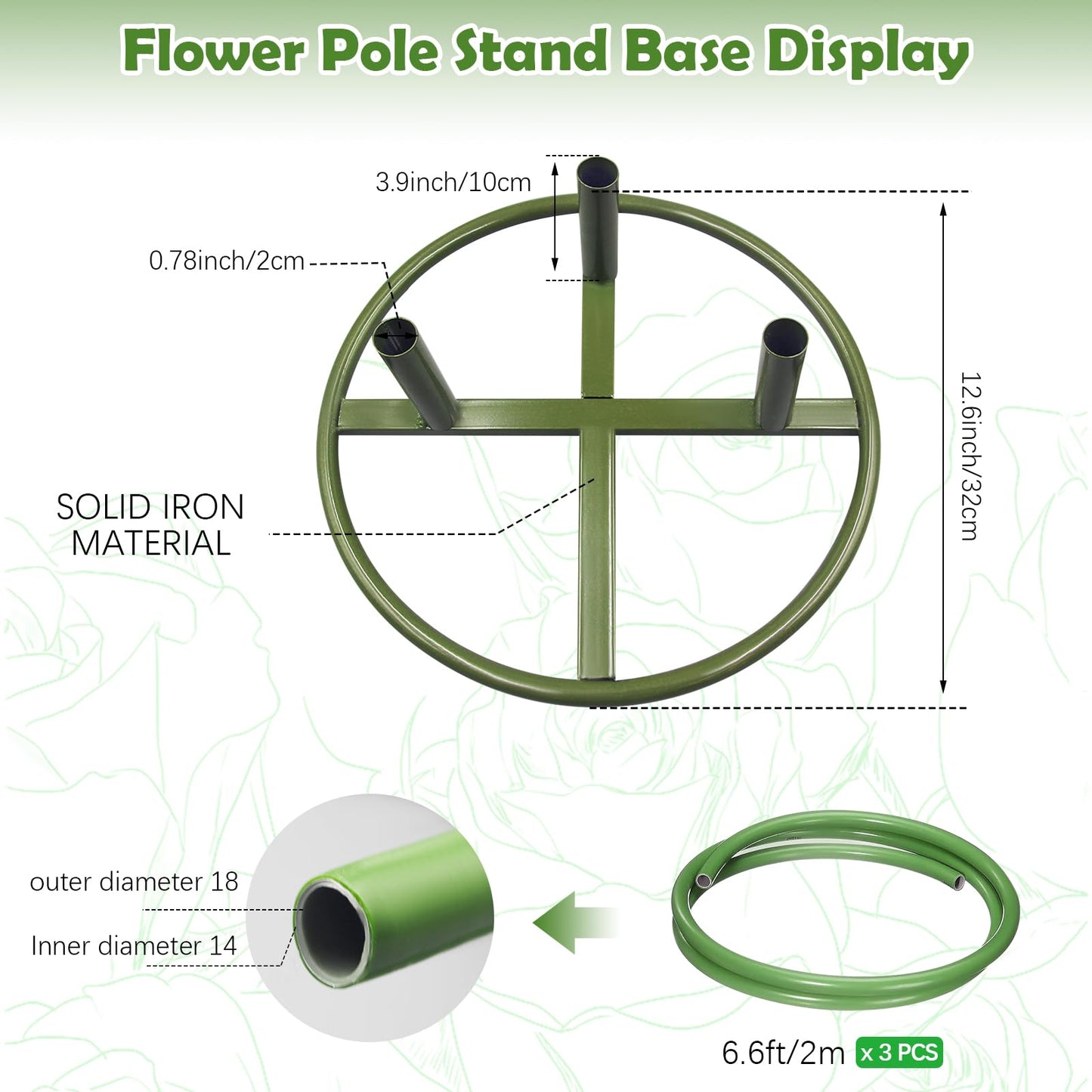 X-Kingsun 1Pack 19.69Ft Giant Flower Stand Green Flexible Pipe for Decoration Flower Pole Display Stand Large Diameter PVC Pipe Stem Tubing for Crafts Floral Wedding Decor Balloon Arches DIY Crafts