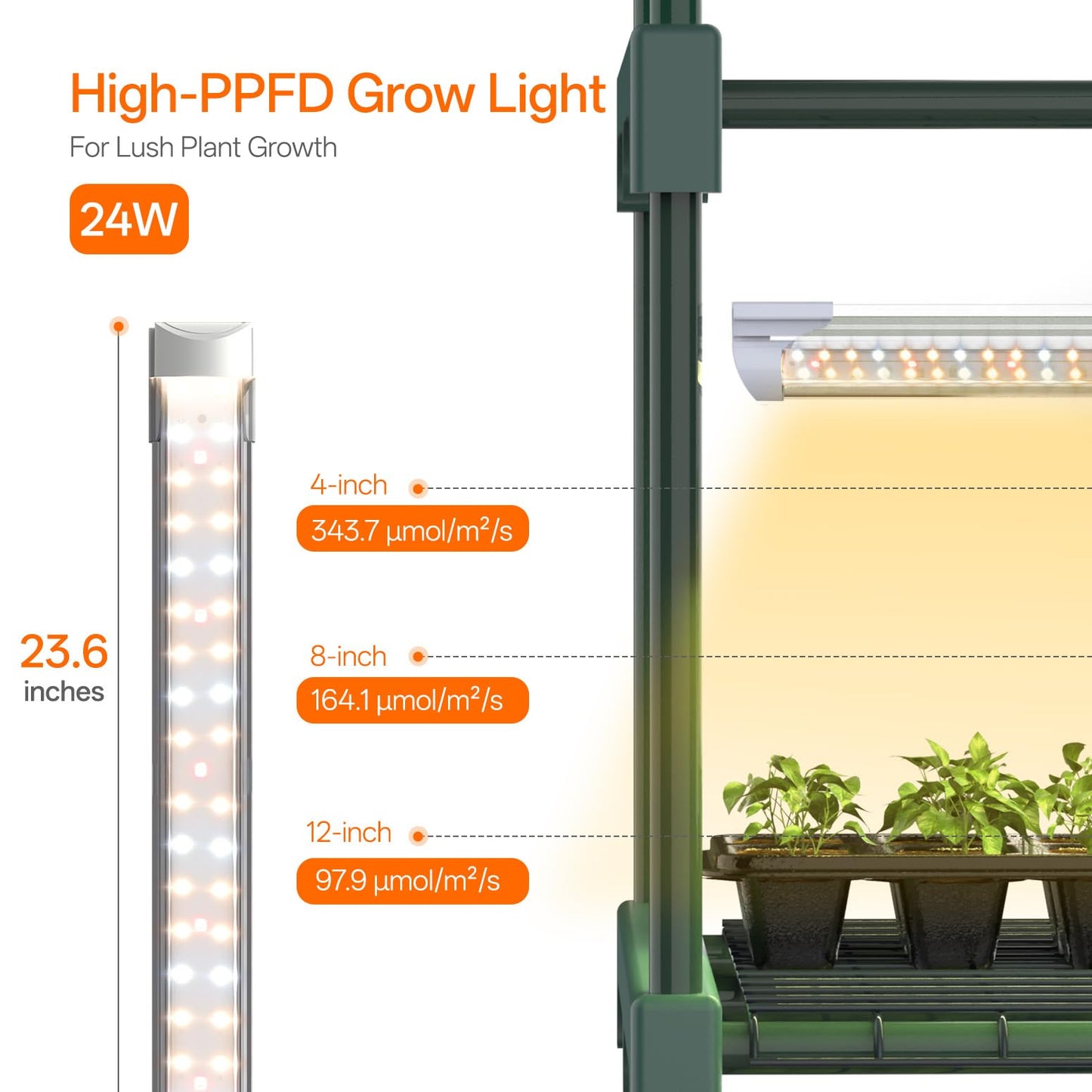 Bstrip Indoor Greenhouse with Grow Light, 5-Tier Large Green House, 5Pcs Grow Lights for Seed Starting with Timer, PVC Tent with Airflow Windows, Indoor Greenhouse Cabinet 40.2x18.9x74.8in