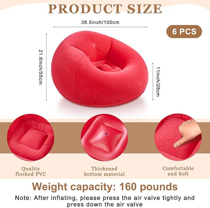 Realspring 6 9 12 Pcs Inflatable Bean Bag Chairs