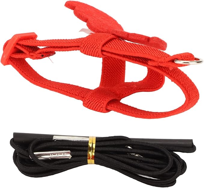 Zerodis Pet Bird Harness Leash, Lightweight Bird Flying Harness Anti Bite Bird Harness Leash for Parrots Pigeons Lovebird Red