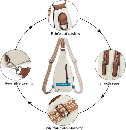 CLUCI Crossbody Bags for Women Men,Leather Sling Bag Cross Body Backpack for Woman Gifts for Women Birthday Unique