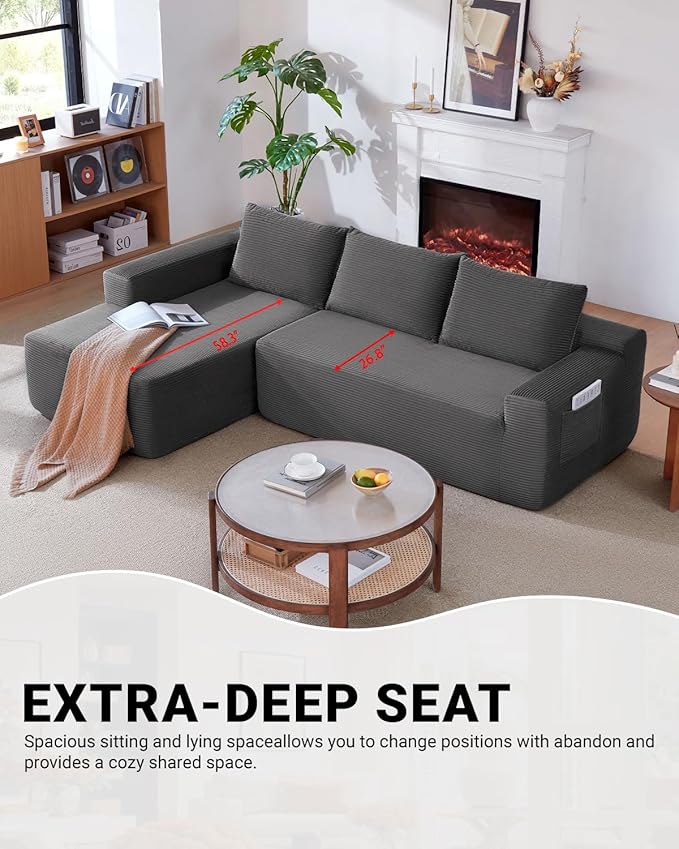 97" Cloud Sectional Couch, Modern Modular Sectional Sofa