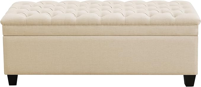 WUTUTUEE 51" Fabric Storage Ottoman Bench, Upholstered Rectangle End of Bed