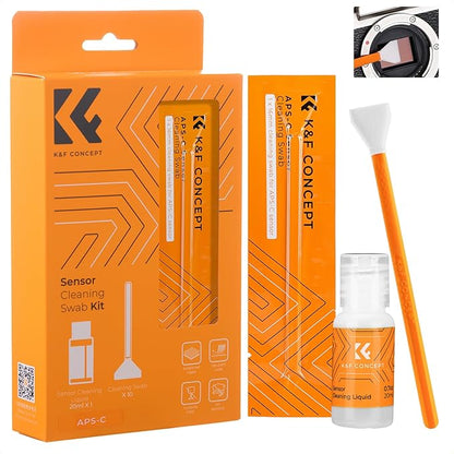 K&F CONCEPT 16mm APS-C Sensor Cleaning Swab*10 + 20ml Sensor Cleaner, DSLR SLR Digital Camera CMOS and CCD Sensor Cleaning Swab Kits for Nikon Sony Canon Camera Clean