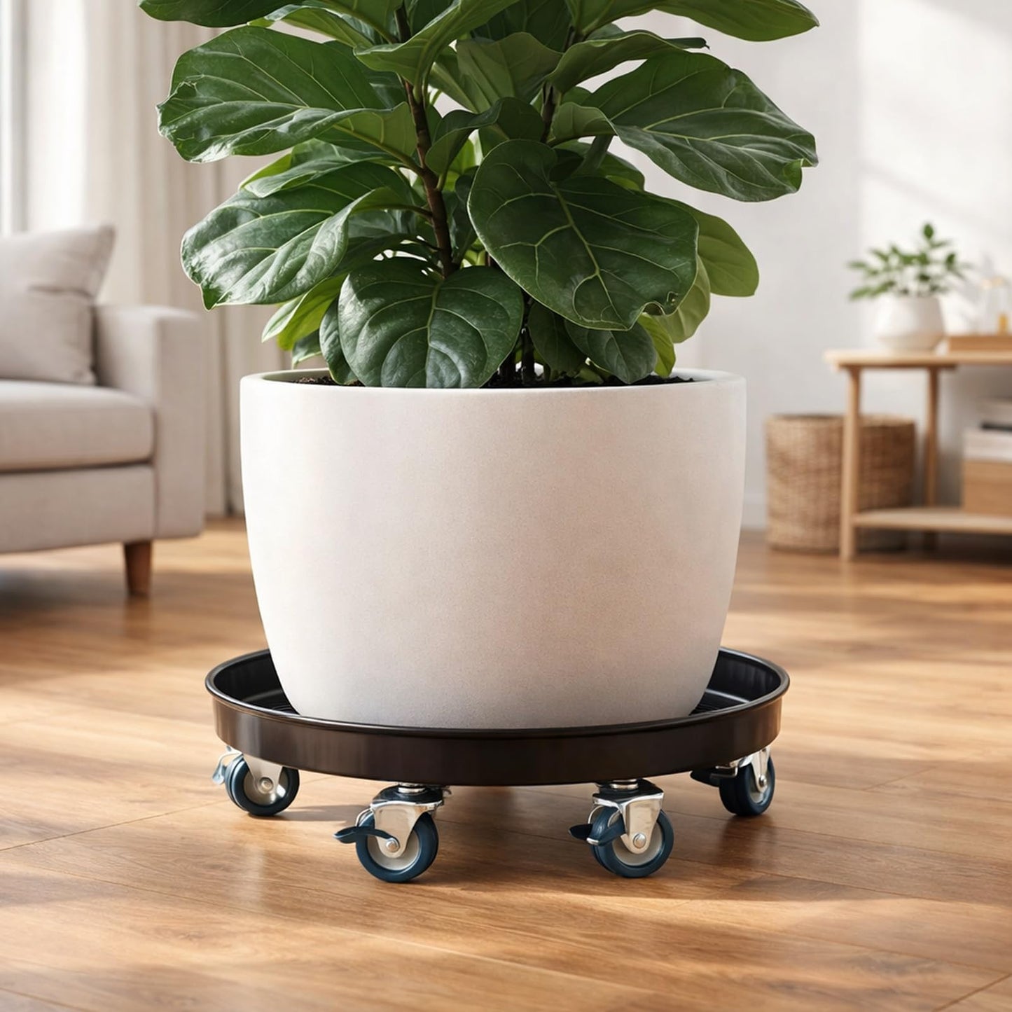 Planterhoma 3 Packs 18" Metal Plant Caddy with Wheels Extra-Large Rolling Plant Stand Heavy-Duty Plant Dolly with Casters Indoor Outdoor Wheeled Flower Pot Mover Rollers Garden Cart Trolley, Black