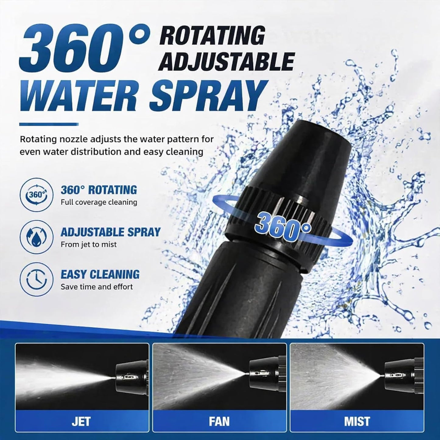 Home High-Pressure Car Wash Water Gun with Booster Nozzle, Home High-Pressure Car Wash Water Gun with Booster Nozzle and Hose, for Watering Plants and Vegetables, and Car Washing (2PCS)