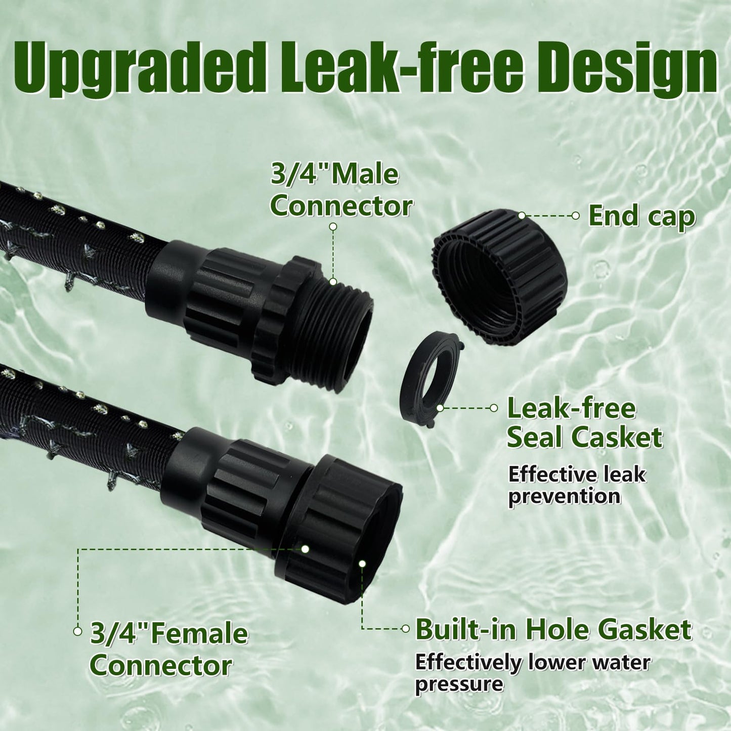 Soaker Hose 50FT, Heavy Duty Double Layer Design Flat Garden Soaker Hose, Saves 80% Water & Leak-free Design Water Hose with Holes For Garden, Lawn, Flower Bed, Vegetable Field