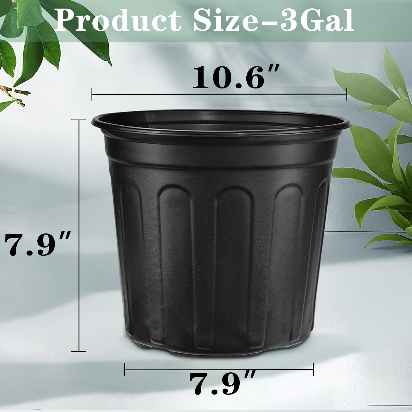 RAOOKIF 3 Gallon Pots for Plants, Flexible 1/2/3/5 Gallon Nursery Pot with Drainage, 3 Gallon Plastic Pots for Plants