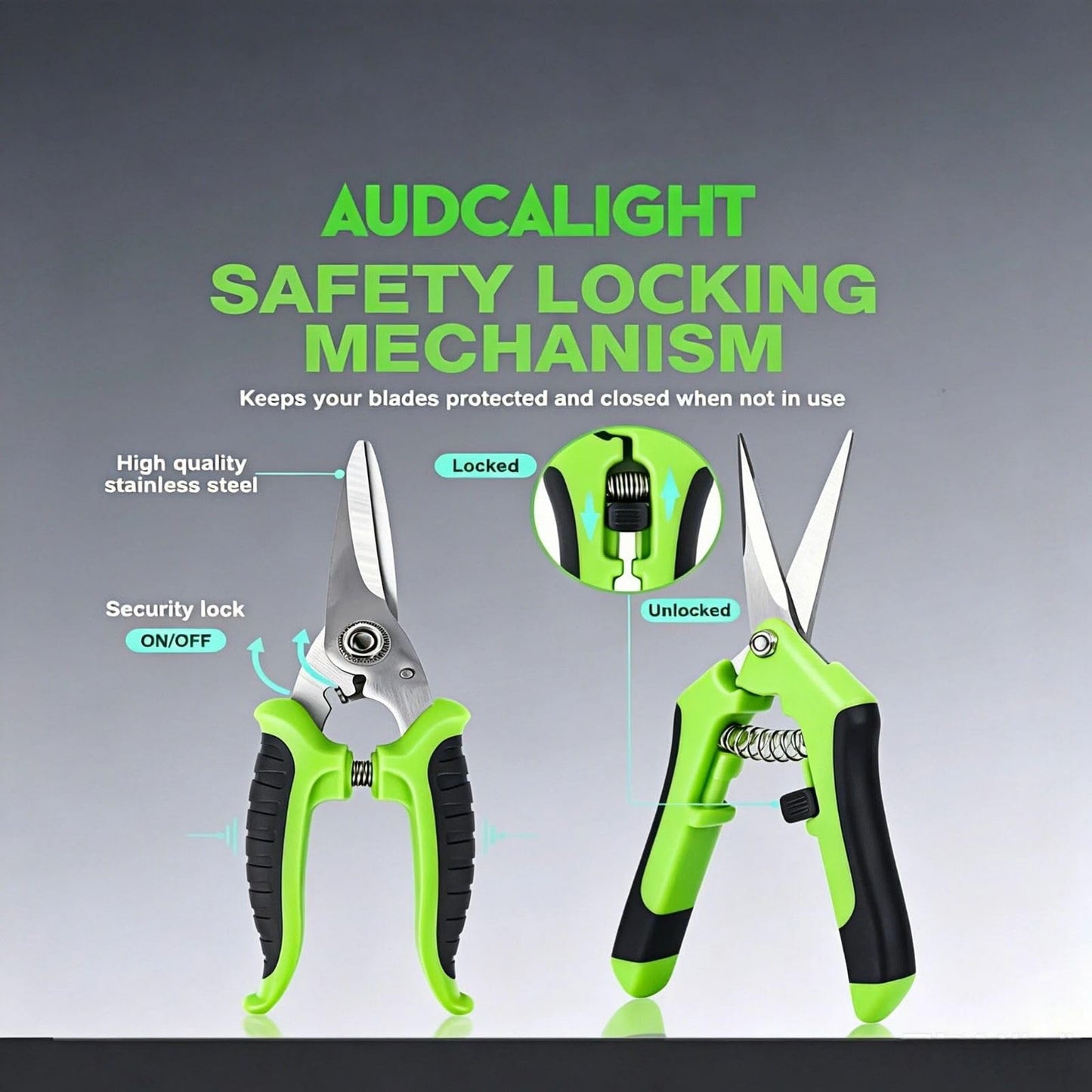 AUDCALIGHT 4-Pack Bypass Pruning Shears, Titanium Steel Blade,With Gardening Gloves,Shears Stainless, Ergonomic Hand Pruning Shears for Trees, Plants (Shears Gardening Tool Kit)