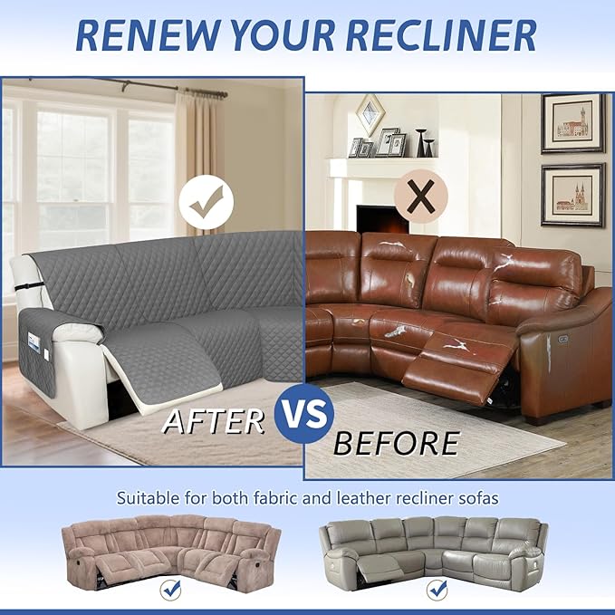 Arfntevss Recliner Sectional Couch Covers 1OO% Waterproof L Shape Sofa Cover