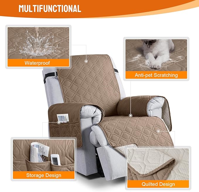 VANSOFY 100% Waterproof Recliner Chair Covers, Recliner Cover Non-Slip Dog
