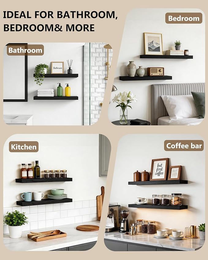 WALI Floating Shelves for Wall, 1 Tier Bathroom Storage Shelf Over Toilet
