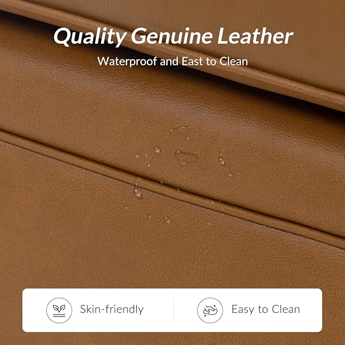 60" Wide Genuine Leather Chesterfield Loveseat, 2 Seat Leather Sofa