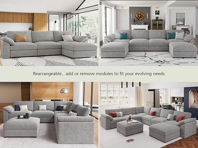 EASE MOOSE Oversized L Shape Sectional Modular Sofa, Wide Deep seat Sectional